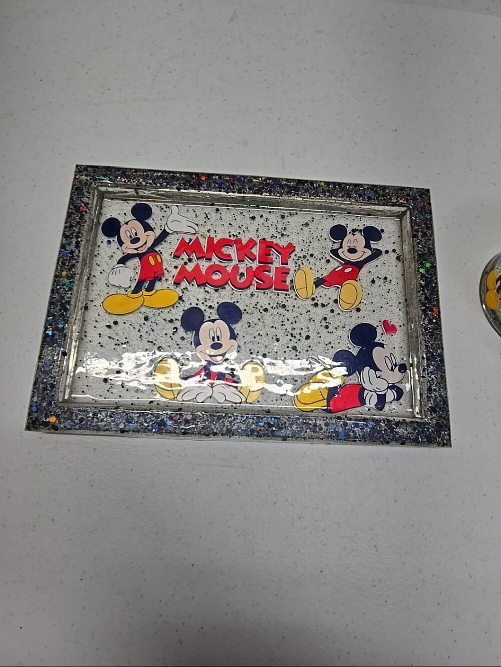 2 Pieces Vintage Mickey Mouse Resin Tray & Sealable Container Unusual Rare Find